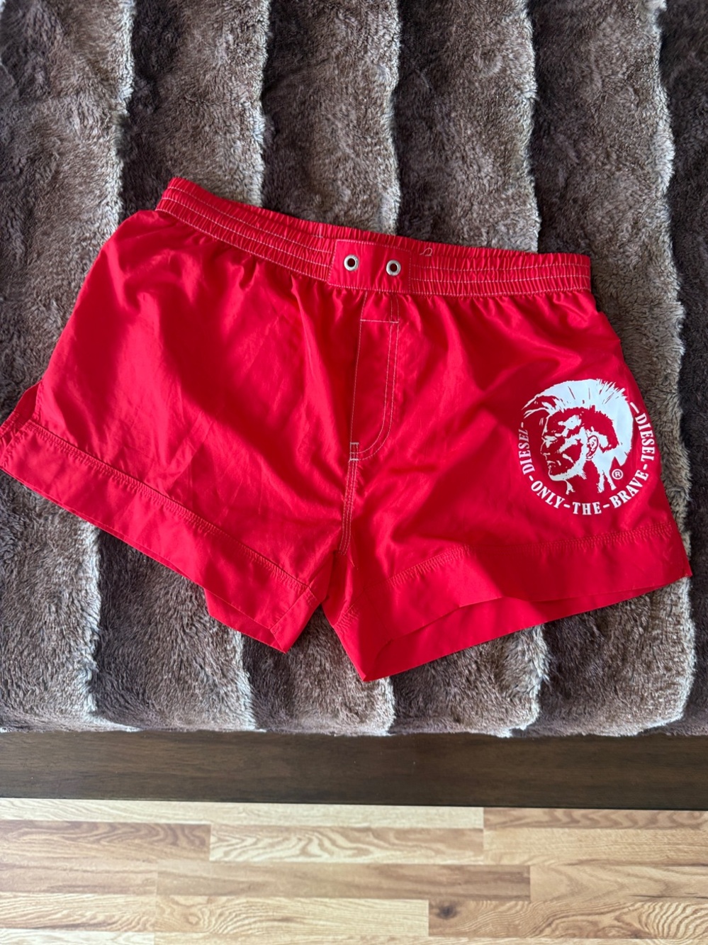 Diesel Red Logo Swim Trunks